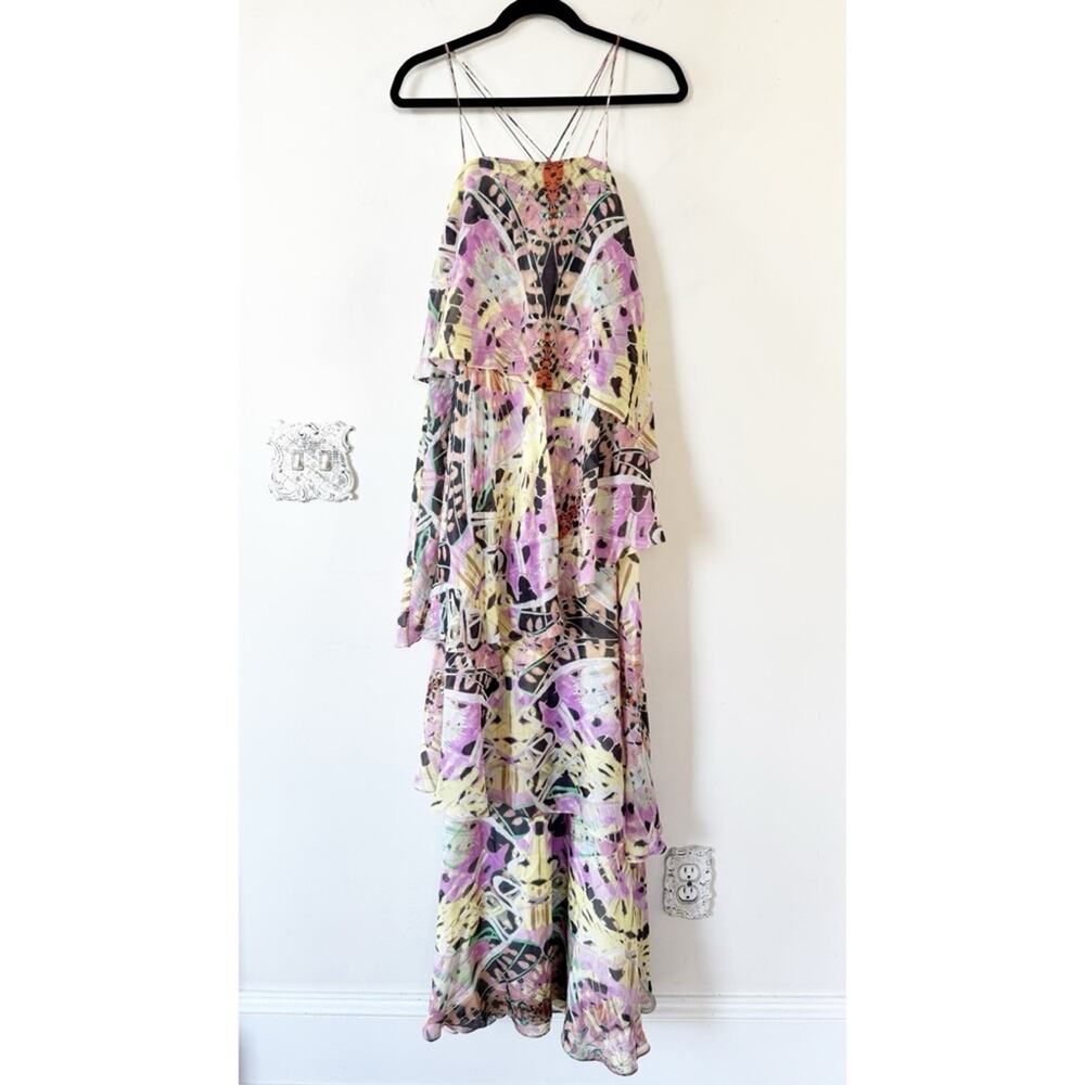 NWT Leifsdottir Butterfly Kaleidoscope Silk Tiered Ruffle Maxi Dress 2 Rare